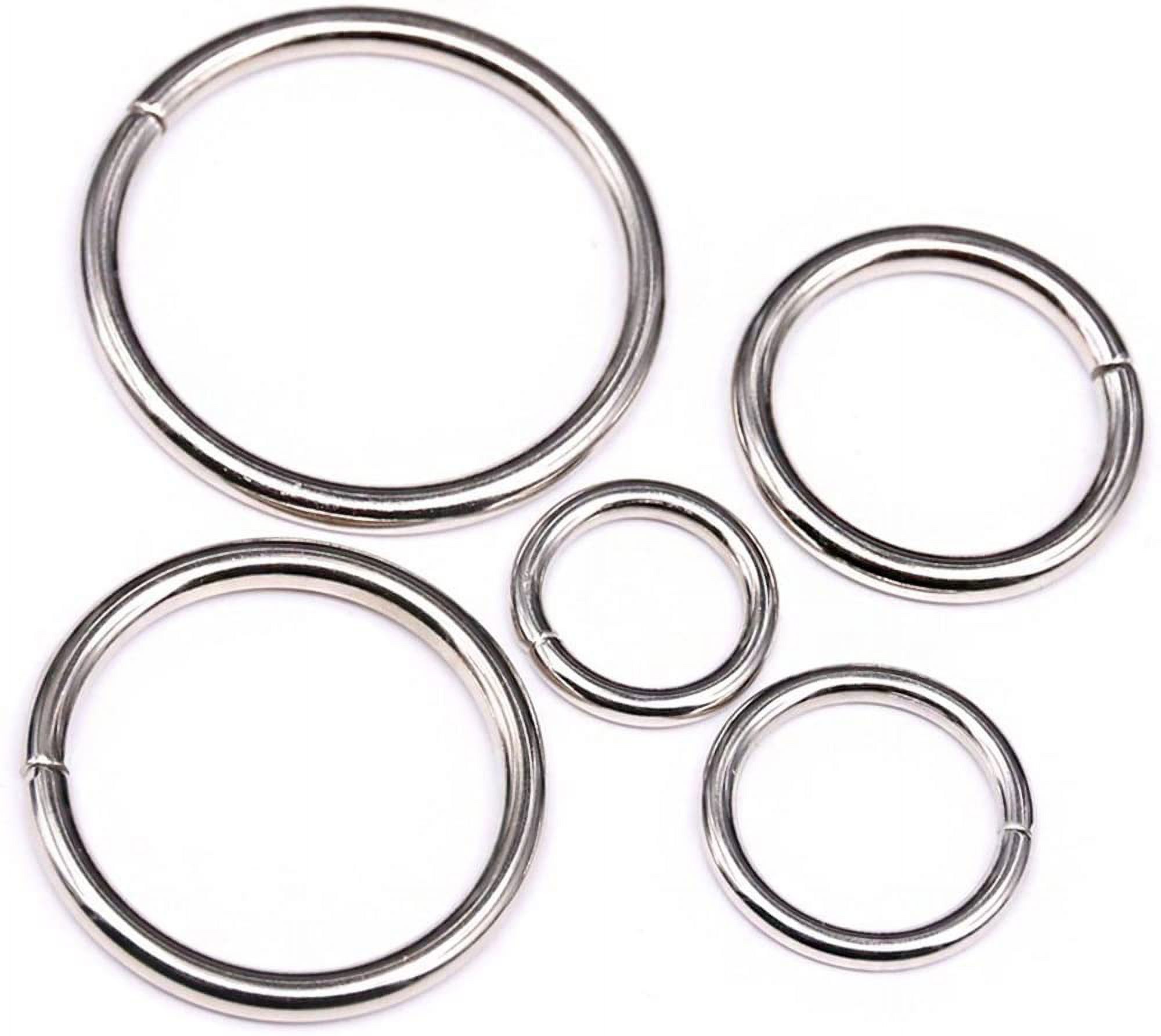 Swpeet 50 Pcs Sliver Assorted Multi-Purpose Metal O Ring for